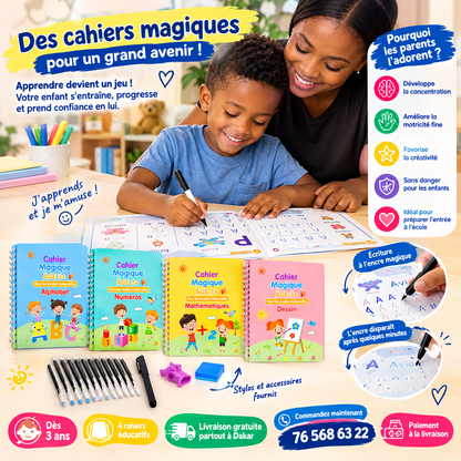 Pack de 4 Cahiers Magiques Éducatifs – Dès 3 ans