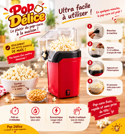 Pop Délice™ – Machine à Pop-Corn + 15 Sachets Refermables Offerts 🍿