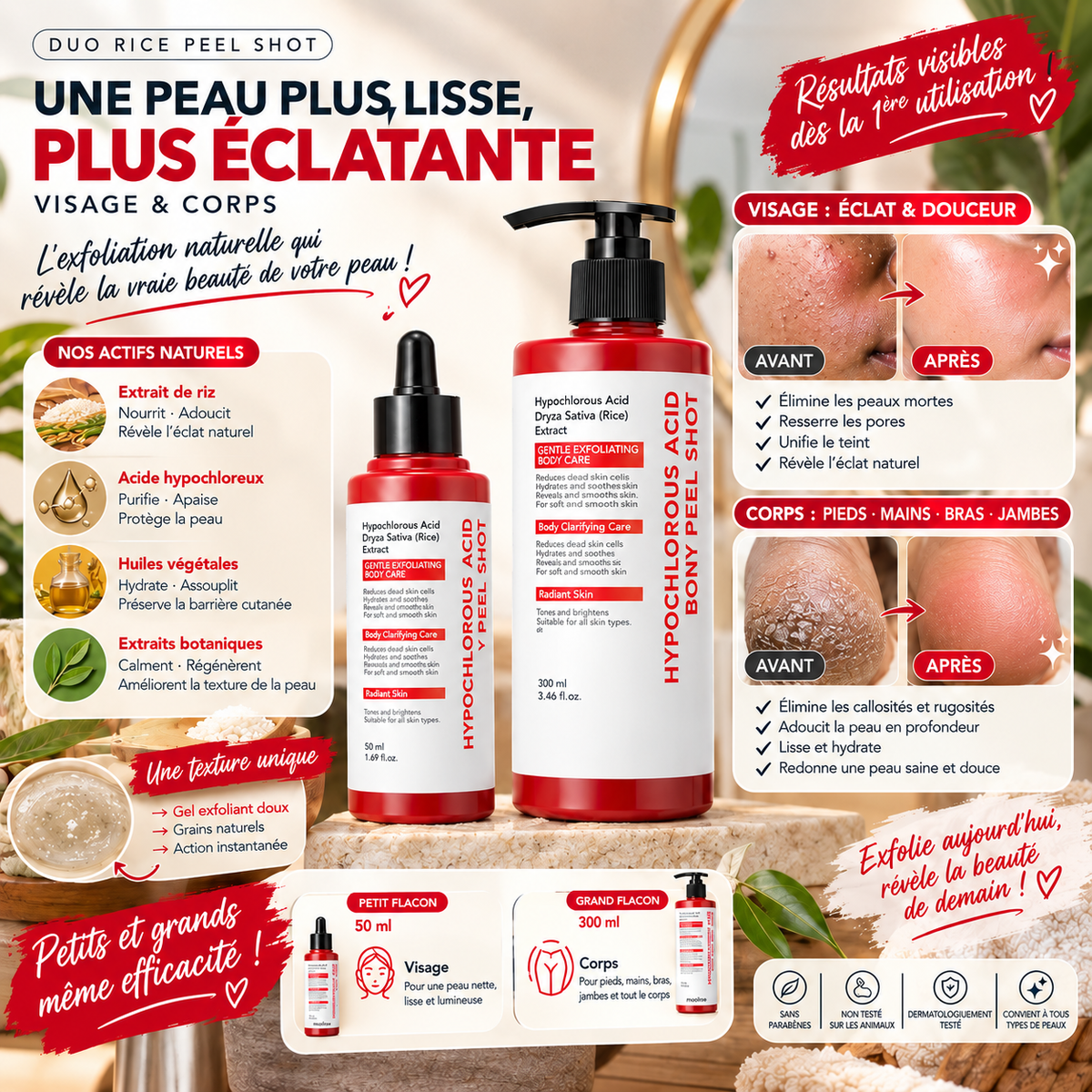 Gommage exfoliant Anti-Peaux Mortes & Taches | Soin corps acheté = soin visage offert 🎁
