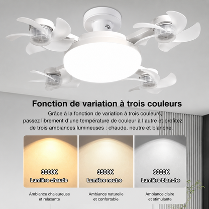 MyaTech AeroLux™ | Ventilateur de Plafond LED avec 4 hélices et Télécommande | Fraîcheur & Éclairage LED puissant