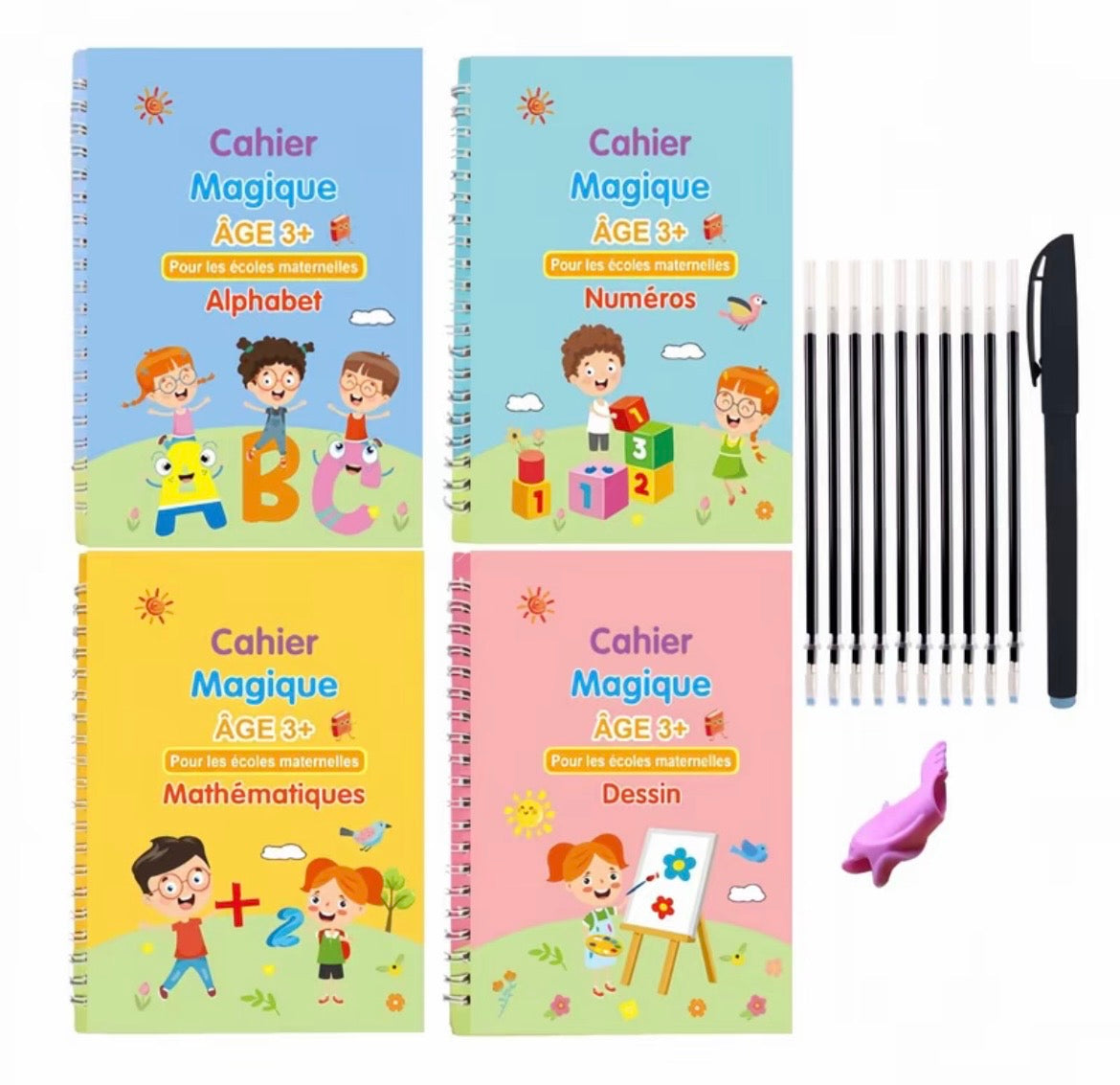 Pack de 4 Cahiers Magiques Éducatifs – Dès 3 ans
