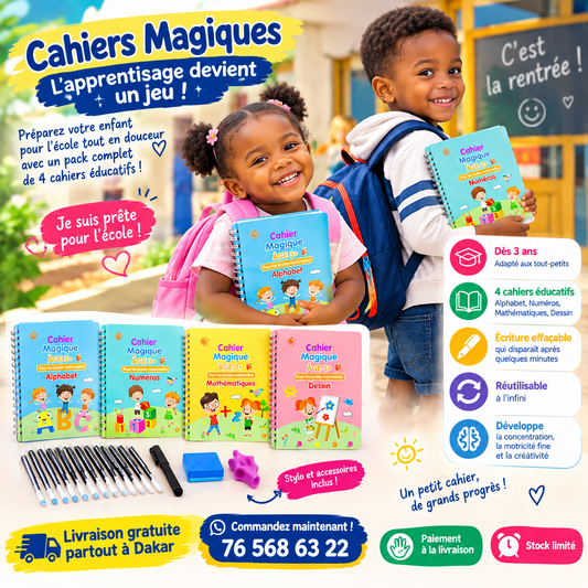 Pack de 4 Cahiers Magiques Éducatifs – Dès 3 ans